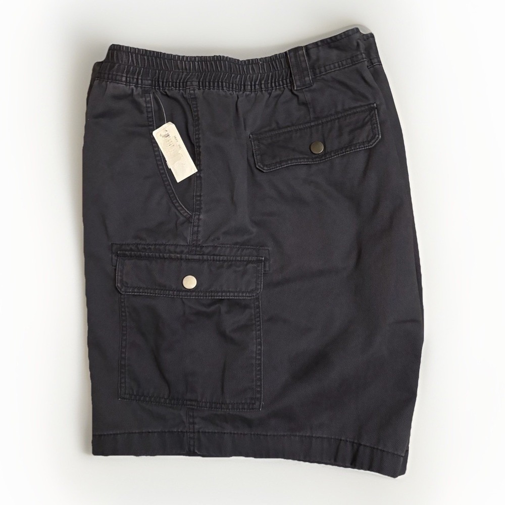 Roundtree Yorke Cargo Shorts Mens 50 Navy Blue Elastic Waist Cotton Utility New